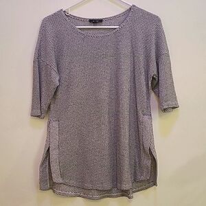 A.U.W., S, Quarter Sleeve Tweed Shirt, Black And White